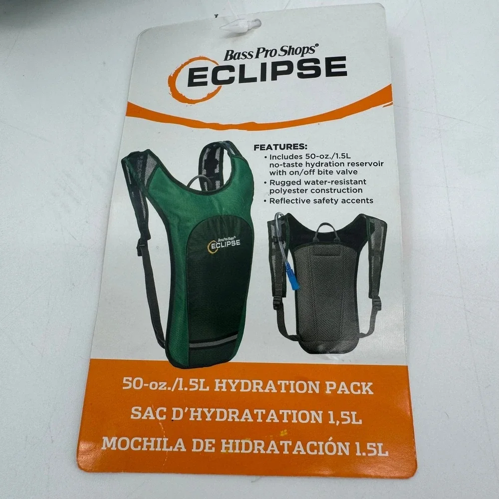 Bass Pro Shops Eclipse‎ 50oz 1.5L Hydration Pack Green Hiking Backpack HP013 NEW